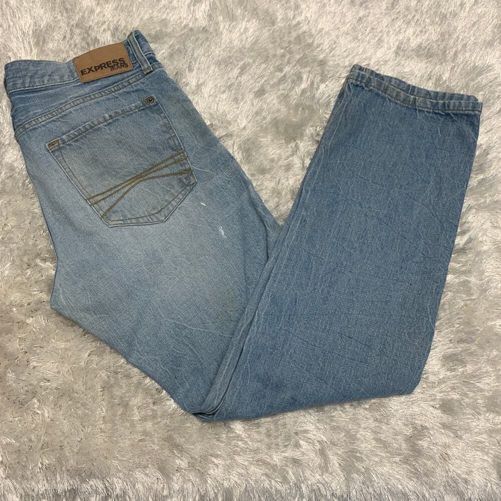 Destroyed Grunge Jeans Express Sz 32 x 32 Rocco Slim Fit Straight Leg